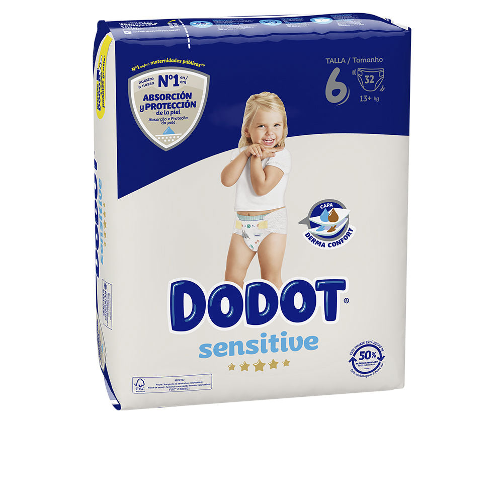 DODOT SENSITIVE fraldas tamanho 6 +13 kg 32 unidades