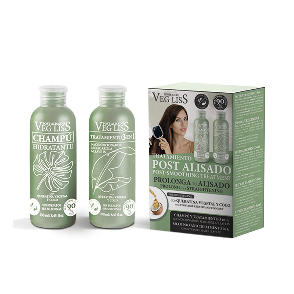 VEGLISS - Kit Alisado Brasileño en Casa con Queratina Vegetal - Champú 30 ml + Tratamiento 120 ml - Fórmula Vegana - Anti Frizz - Liso Hasta 12 Semanas - Hidrata y Controla Volumen