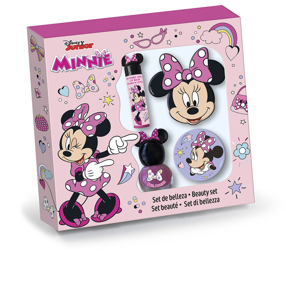Set Belleza Minnie Compuesto por un Espejo, un Bálsamo Labial,un Esmalte de Uñas y Lima