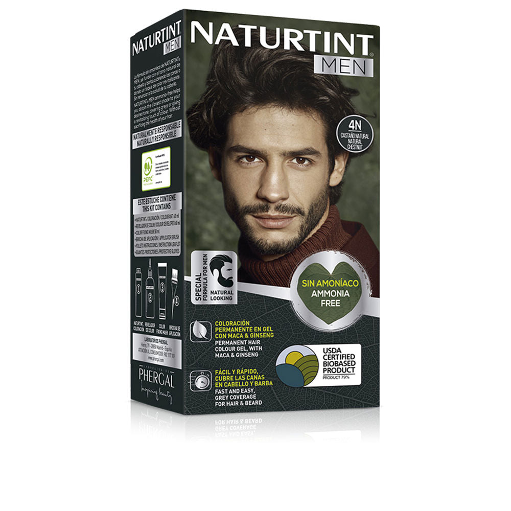 Tinte para el cabello sin amoniaco NATURTINT MEN #4N castaño natural 1 unidad