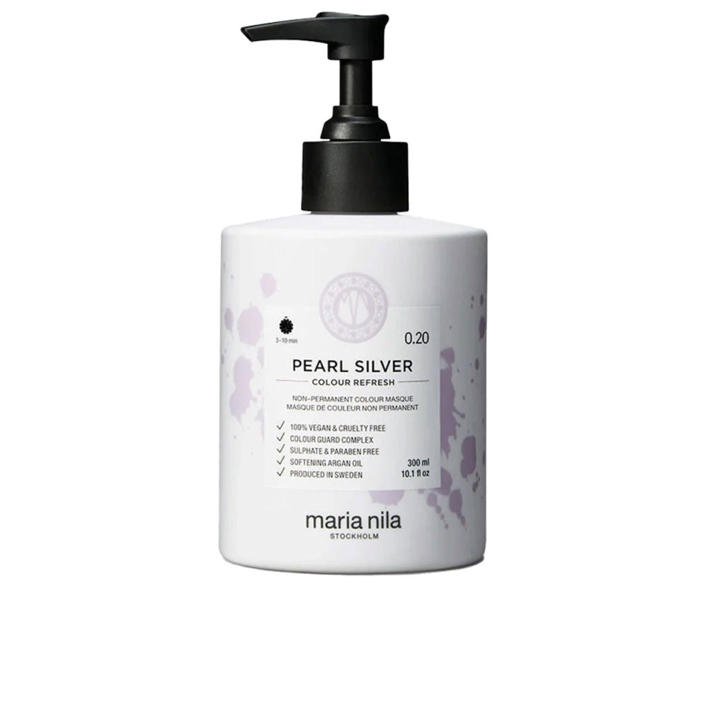 Maria Nila Colour Refresh, Pearl Silver 300 ml, mascarilla para cabello plateado violeta, pigmentos semipermanentes, 100% vegano y libre de sulfatos/`parabenos