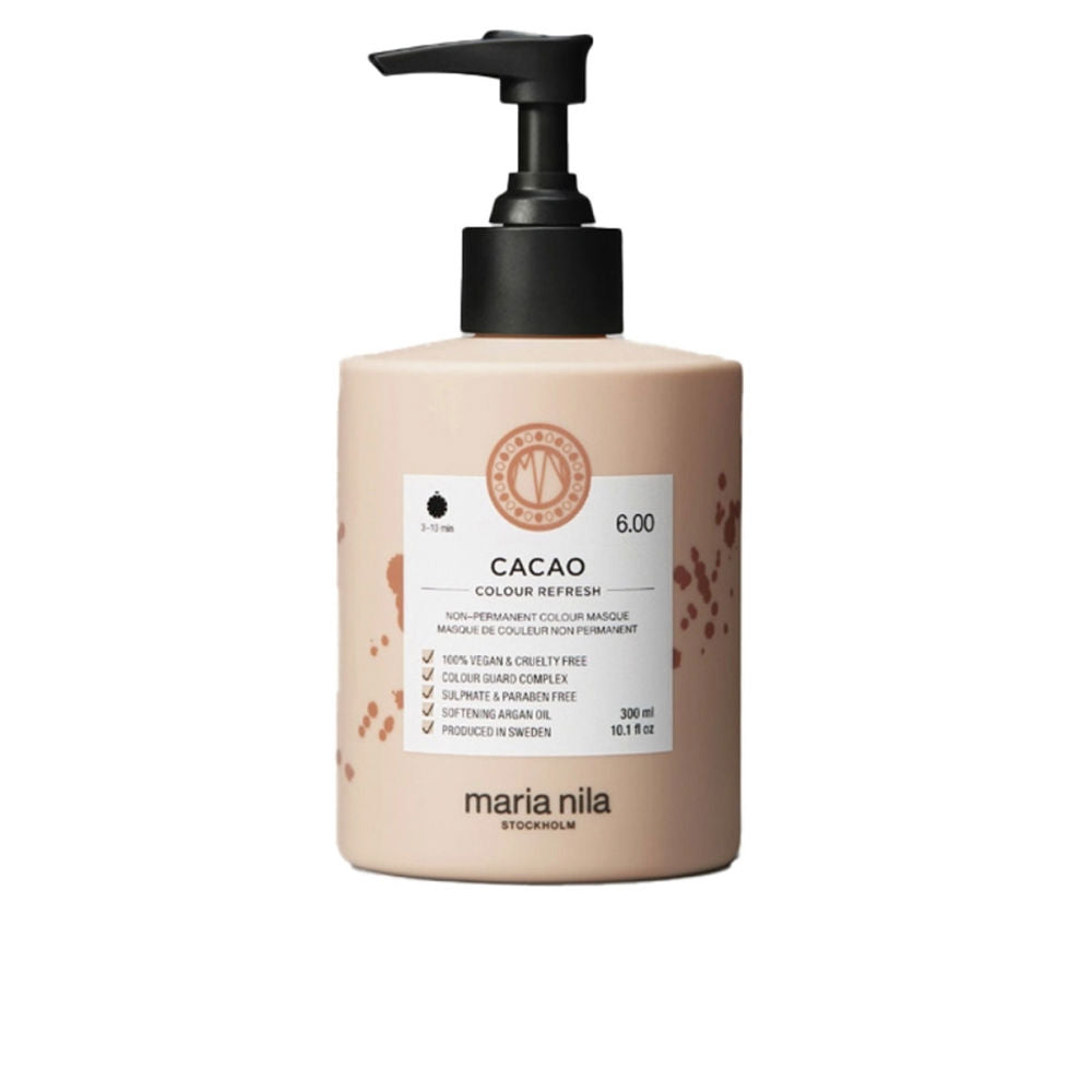 Maria Nila Colour Refresh, Cacao 300 ml, mascarilla para cabello castaño, pigmentos semipermanentes, 100% vegano y libre de sulfatos/parabenos