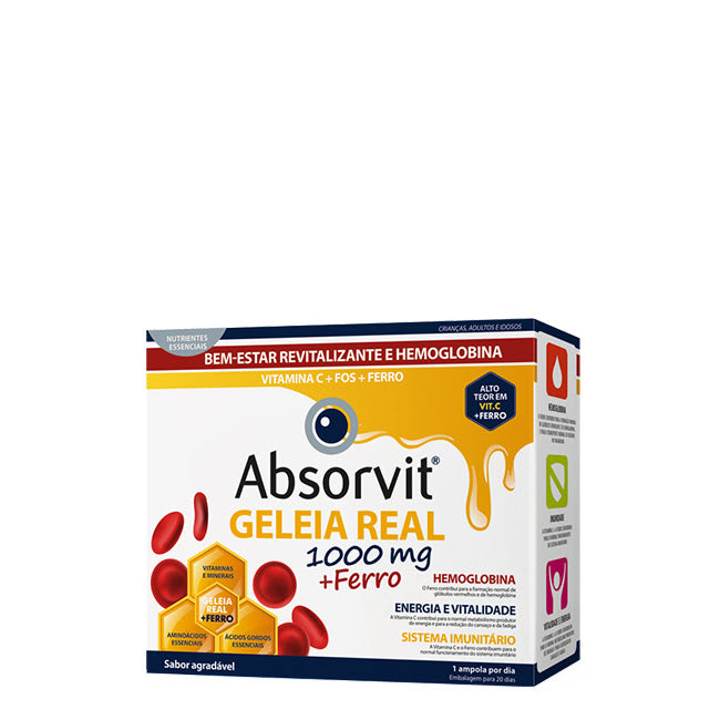Absorvit Geleia Real 1000mg + Ferro Ampolas x20