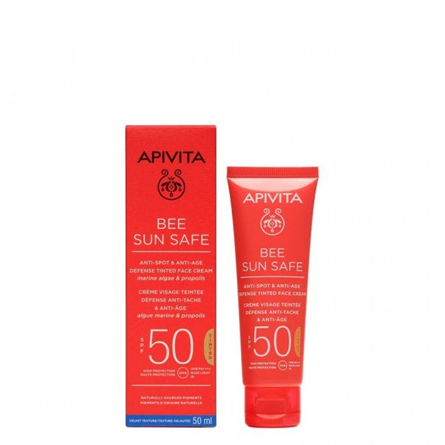 Apivita bee sun safe crema facial antiedad y antimanchas con color spf 50 50 ml