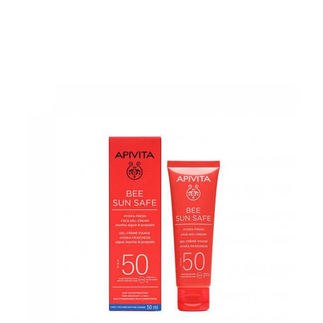 Apivita Hydra Fresh Gel-Crema Facial SPF50 - Protección Solar Alta para el Rostro - Hidratación Intensiva - 50 ml