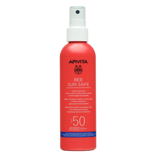 Apivita Bee Sun Safe Hydra Fresh Spray para Rostro y Cuerpo SPF50 - Protección solar en spray con propóleo, alga marinas y ácido hialurónico - Protección UV - Resistente al agua, la arena y el sudor