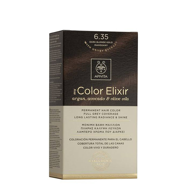 Tinte Apivita 6.35 Rubio Oscuro Dorado Caoba