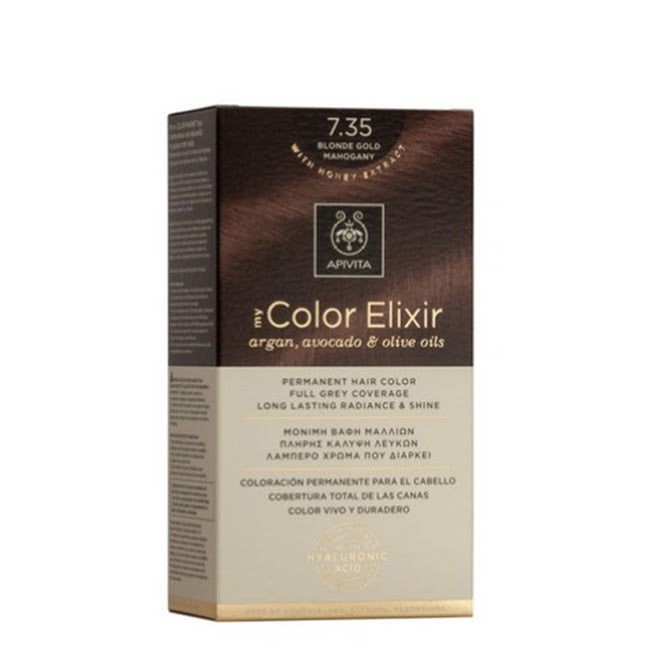 Apivita My Color Elixir Coloração Permanente Cor 7.35 Loiro Dourado Mogno