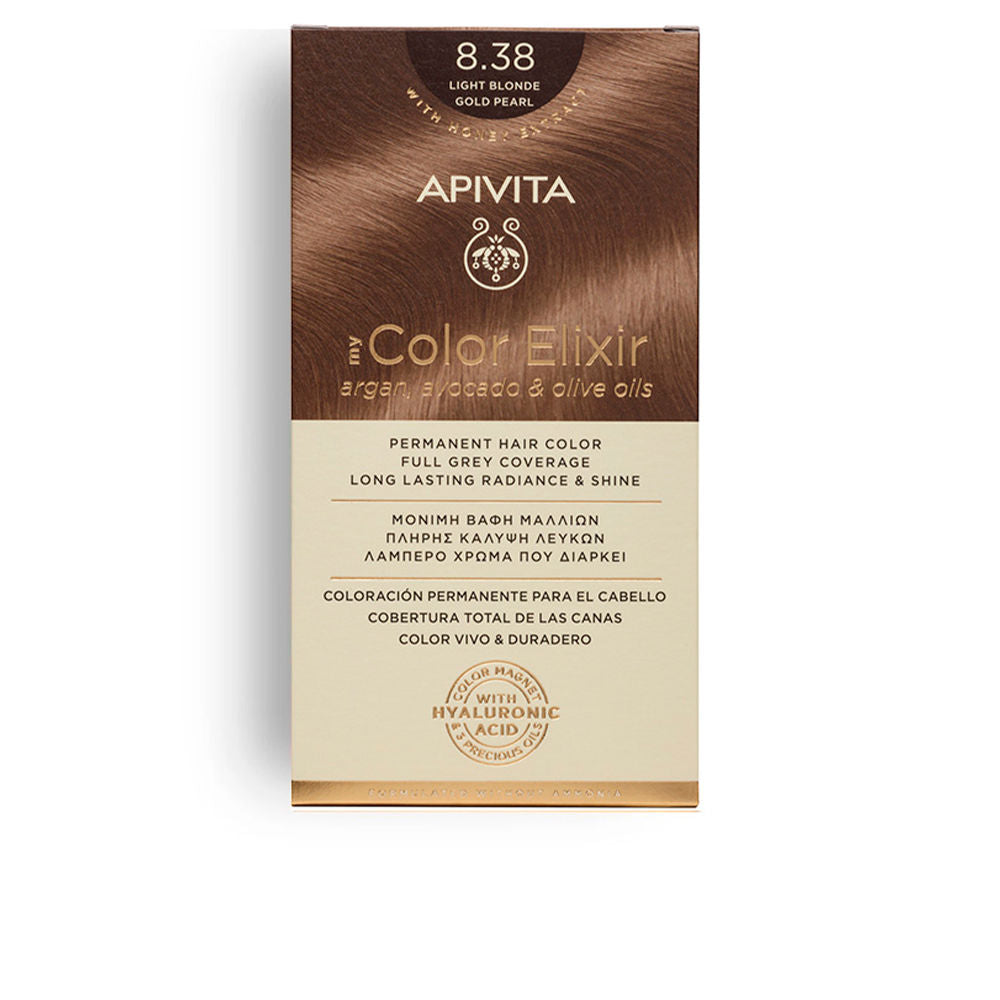 Apivita My Color Elixir Tinte Permanente para el Cabello 8.38 Rubio Claro Dorado Perla