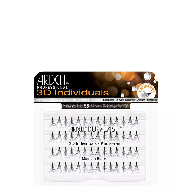 Pestañas postizas Ardell 3D Individuals sin nudos, color negro medio, 56 unidades