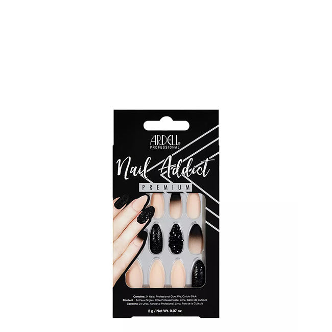 Ardell Nail Addict Premium Black Stud & Pink Ombré Unhas Postiças x24