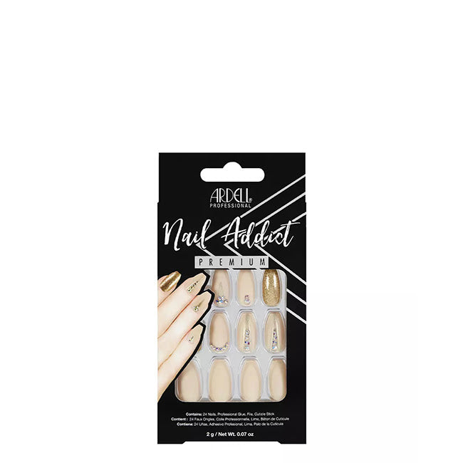 Uñas postizas Ardell Nail Addict Premium Nude Jeweled x24