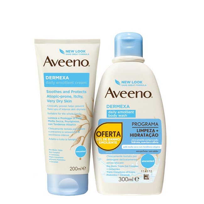 Aveeno Dermexa Kit Creme Emoliente + Gel de Banho