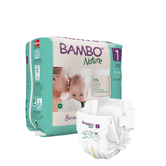Pañales Bamboo Nature Talla 1-XS 2-4 kg x22