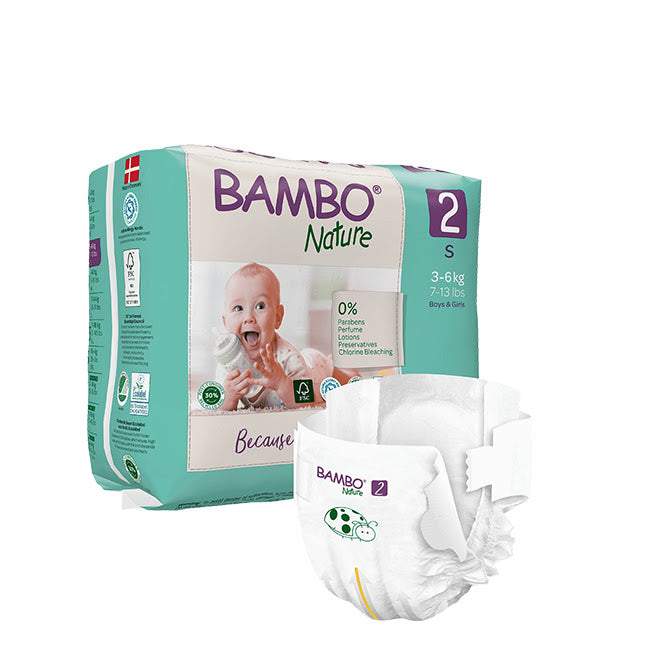 Pañales Bamboo Nature, talla 2-S, 3-6 kg x30