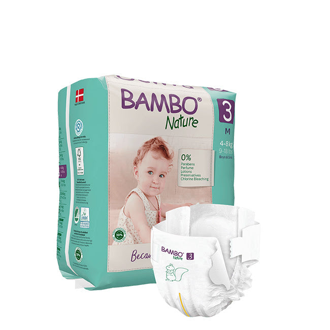 Pañales Bamboo Nature, talla 3-M, 4-8 kg x28