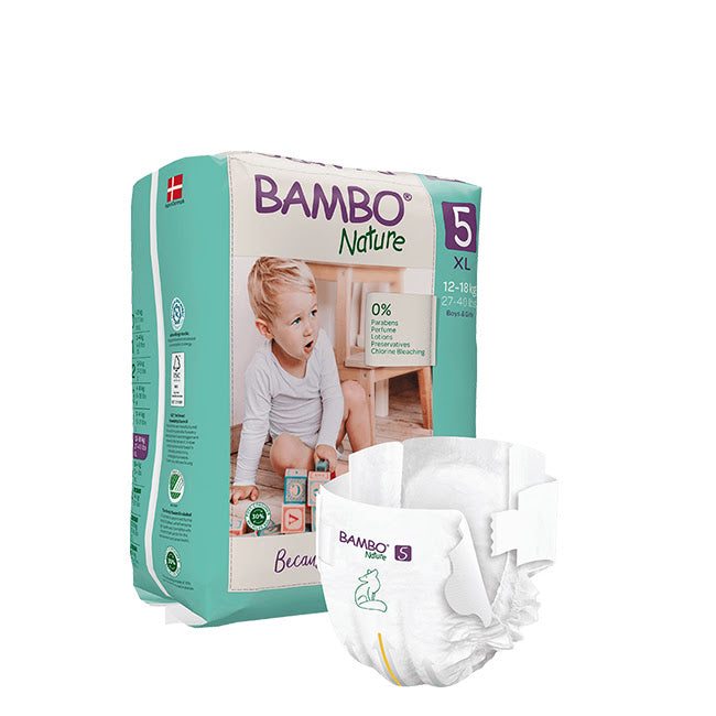 Pañales Bamboo Nature Talla 5-XL 12-18 kg x22