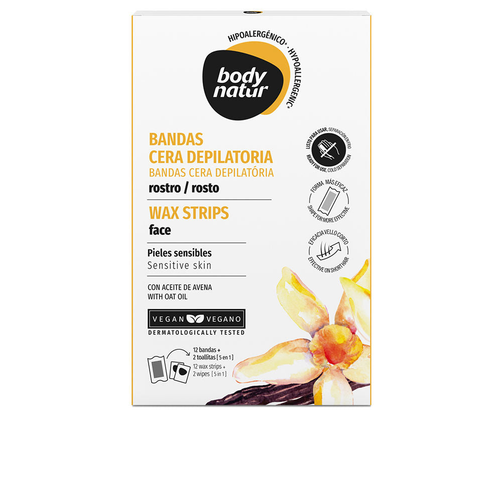 Body Natur Bandas de Cera Facial Pele Sensível x12