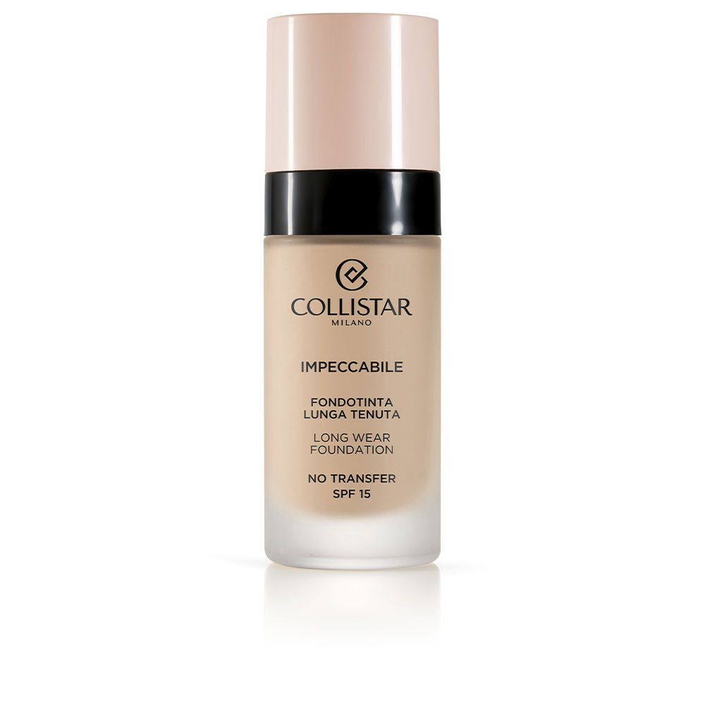 Collistar Impeccabile Base de Maquillaje de Larga Duración, No Transfer, SPF 15, Hidratación Inmediata y hasta 120 h, Acabado Mate Natural, Efecto Segunda Piel, Cobertura Modulable, 2R, 30 ml