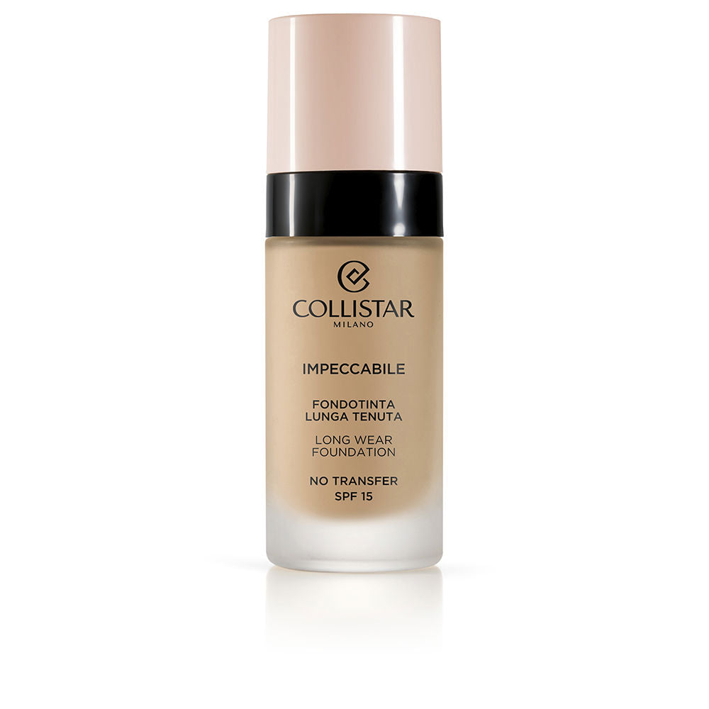 Collistar Impeccabile Base de Maquillaje de Larga Duración, No Transfer, SPF 15, Hidratación Inmediata y hasta 120 h, Acabado Mate Natural, Efecto Segunda Piel, Cobertura Modulable, 3G, 30 ml