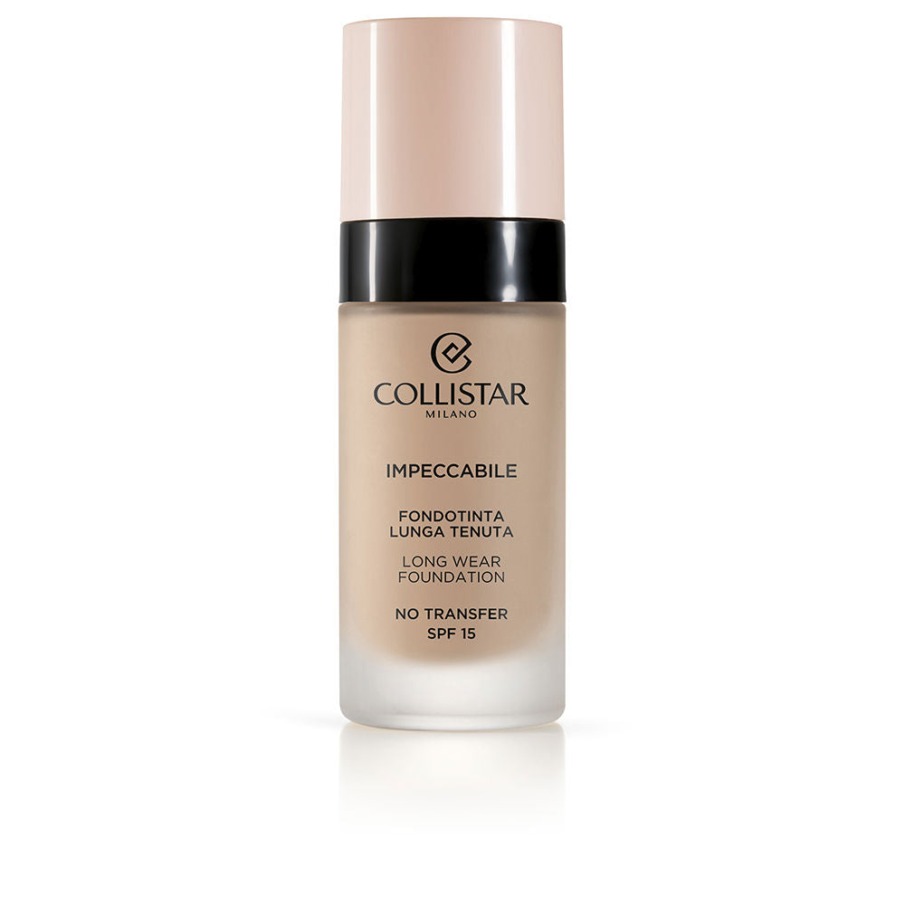 Collistar Impeccabile Base de Maquillaje de Larga Duración, No Transfer, SPF 15, Hidratación Inmediata y hasta 120 h, Acabado Mate Natural, Efecto Segunda Piel, Cobertura Modulable, 3R, 30 ml