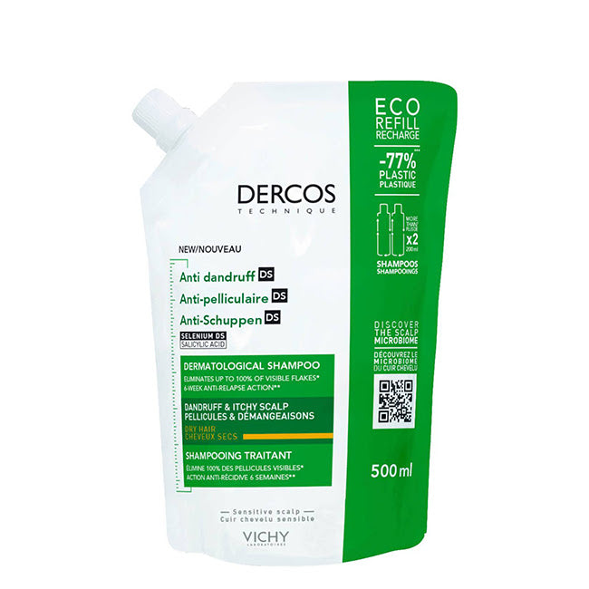 Dercos Shampoo Anti-Caspa Couro Cabeludo Seco Recarga 500ml