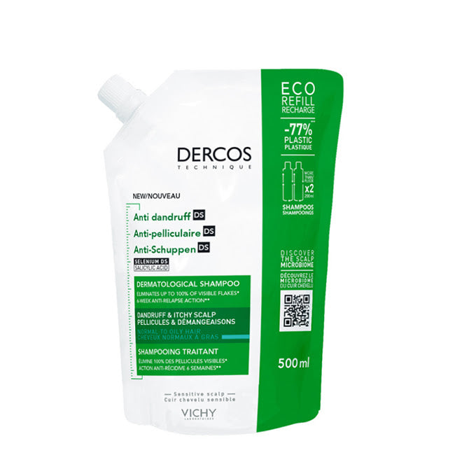 Dercos Shampoo Anti-Caspa Couro Cabeludo Normal a Oleoso Recarga 500ml