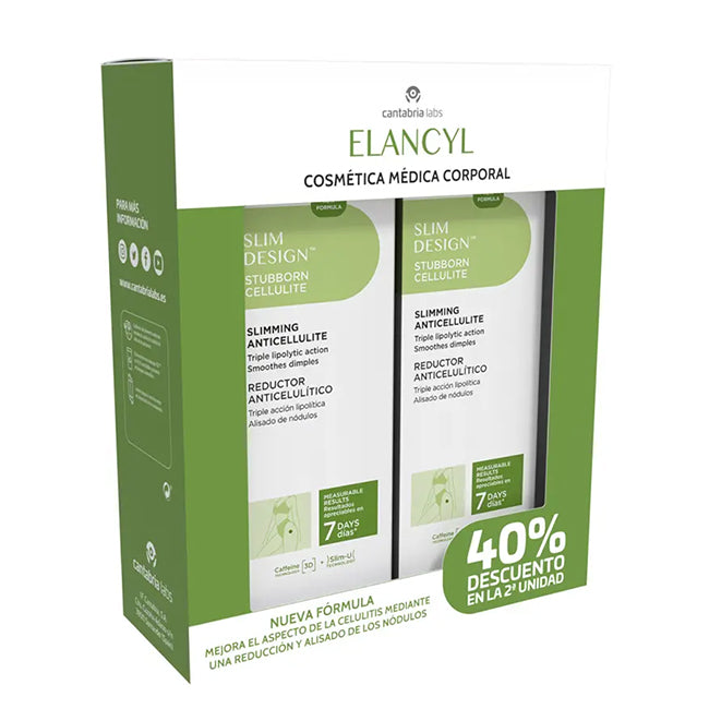 Elancyl Slim Design Duo Creme Celulite Rebelde 2x200ml