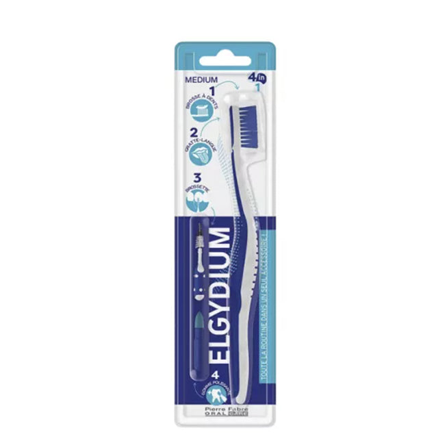 Cepillo de dientes 4 en 1 Elgydium mediano