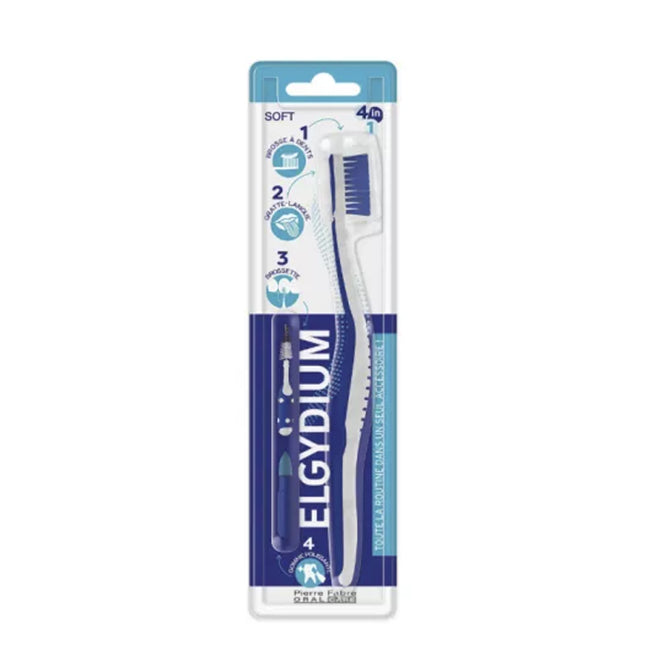 Cepillo de dientes suave 4 en 1 Elgydium
