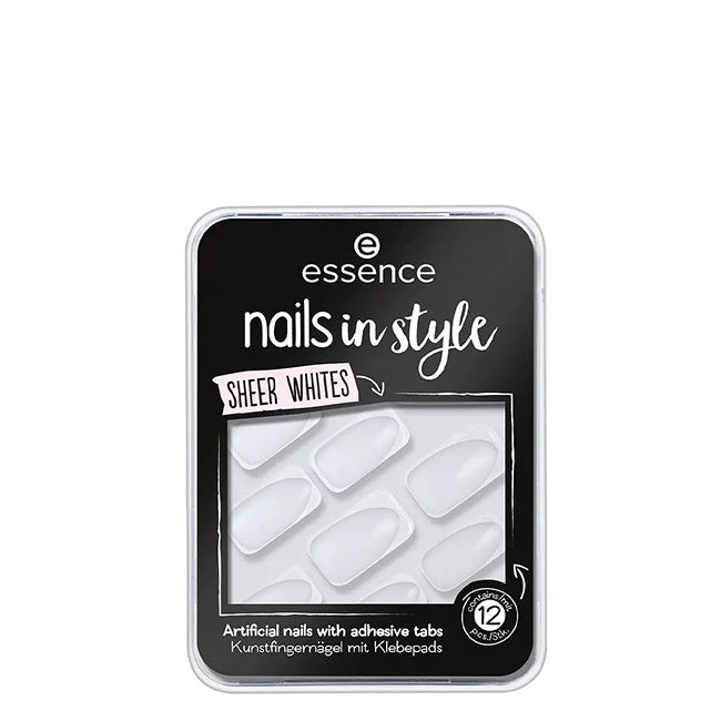 Uñas postizas Essence Nails in Style, color blanco transparente x12