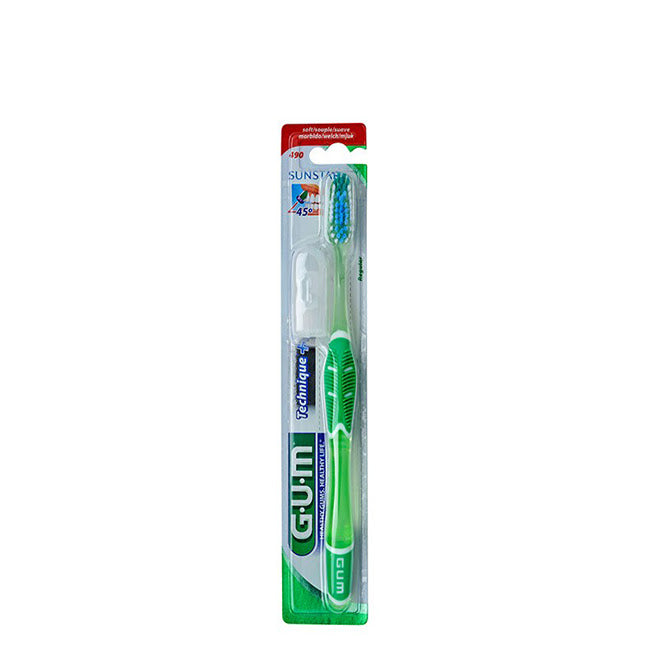 Cepillo de dientes suave de tamaño completo GUM Technique+ 490