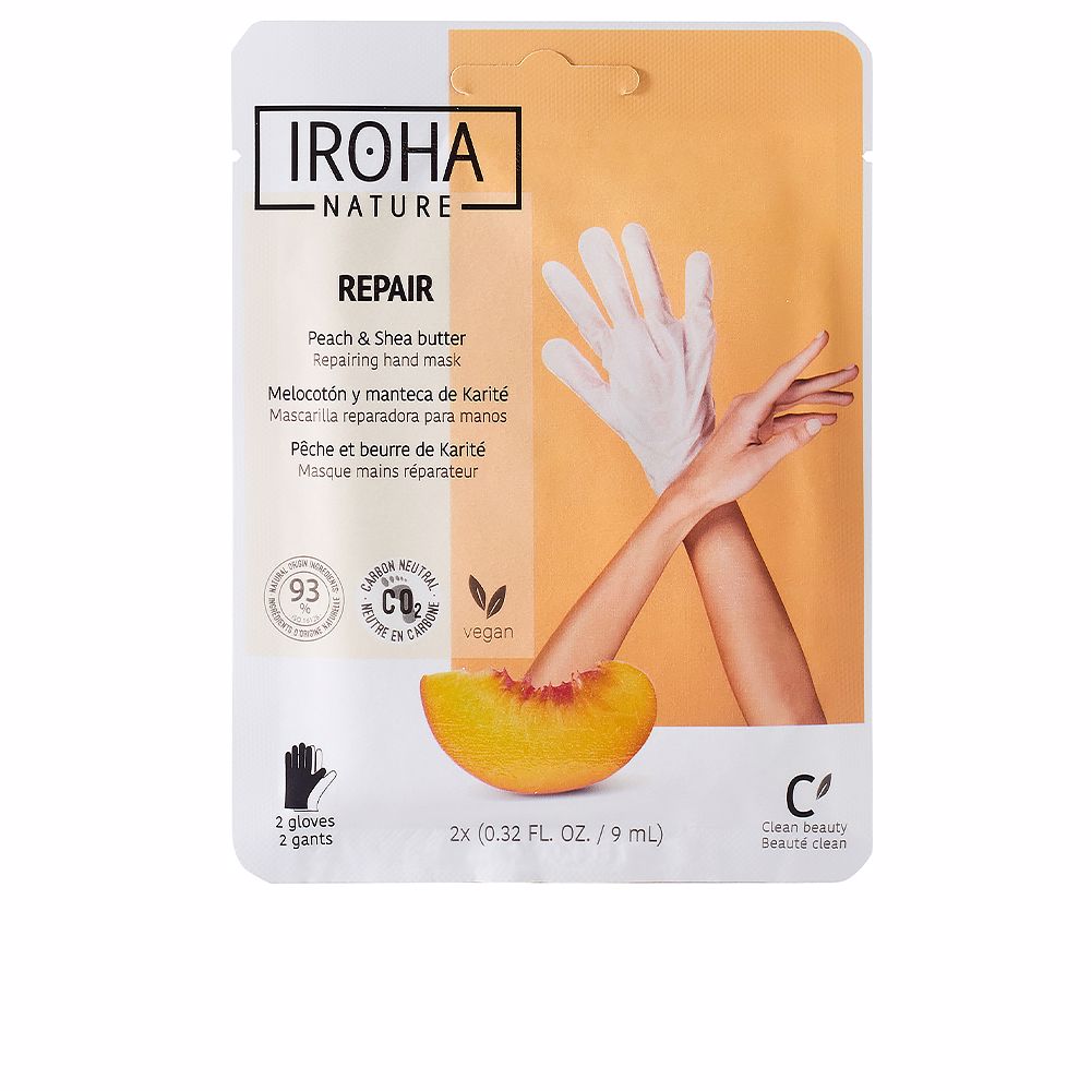 Iroha Máscara de Mãos e Unhas Luvas Reparadoras de Pêssego x2