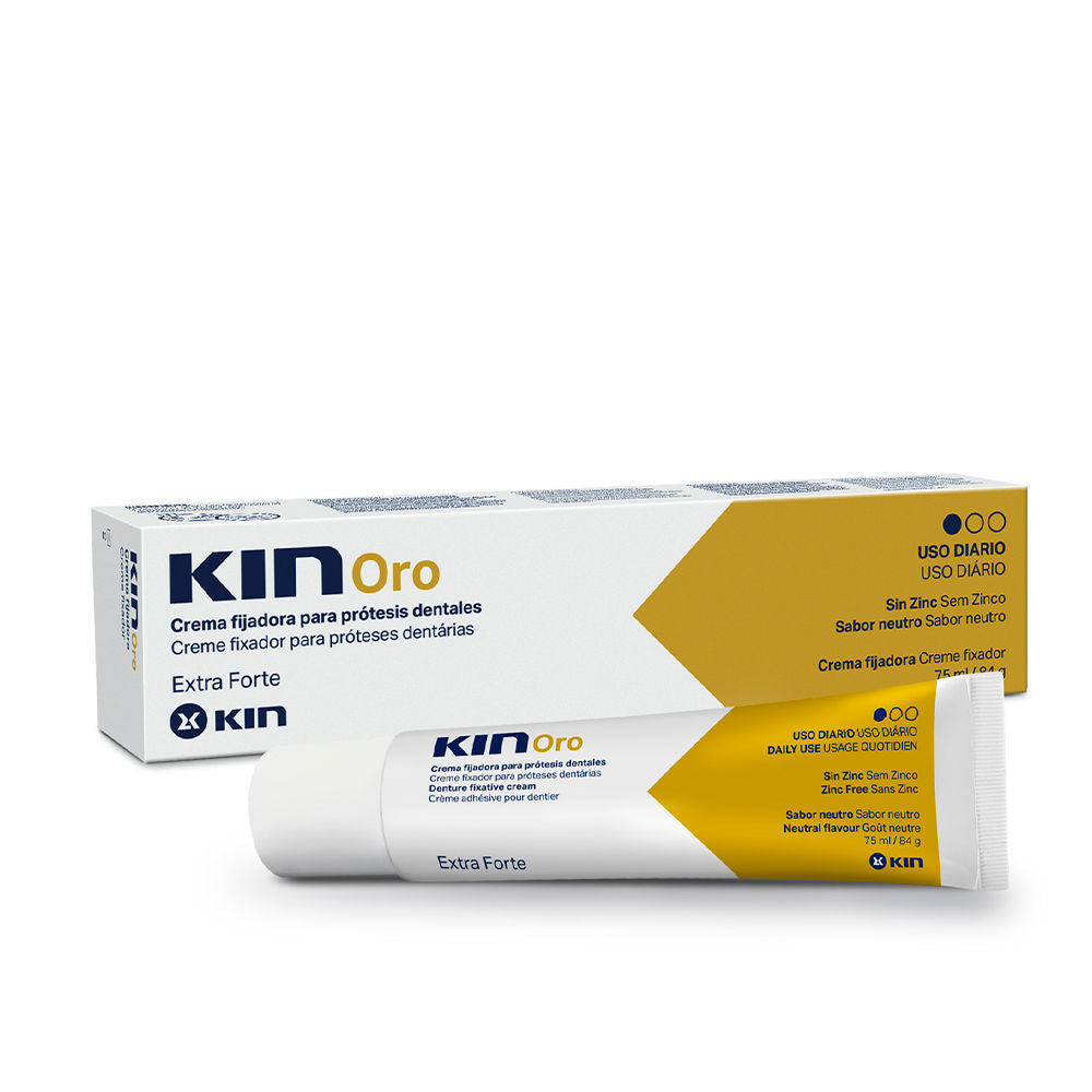 Crema fijadora extrafuerte Kin Gold para prótesis dentales (75 ml)