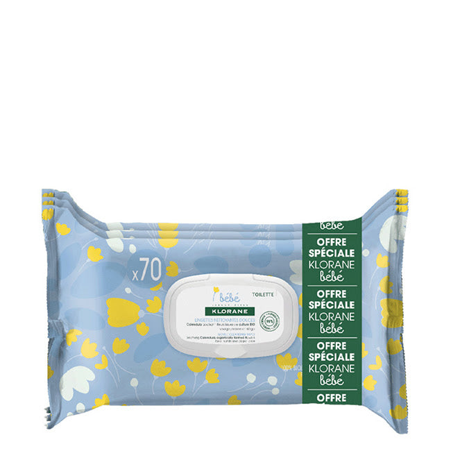 Klorane Toalhetes de Limpeza Bebé Trio 3x70