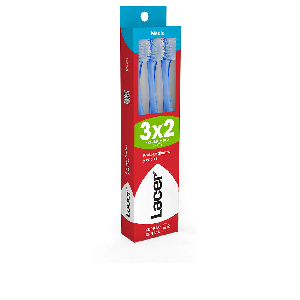 Lacer Medium Toothbrush 3-Piece Set
