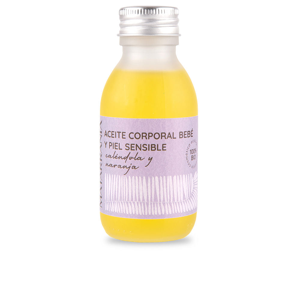 MATARRANIA Aceite Corporal Bebé y Piel Sensible 100% Natural BIO - Baby Oil Hidratante con Caléndula, Naranja y Almendras - Para Piel Atópica, Masaje y Uso Diario