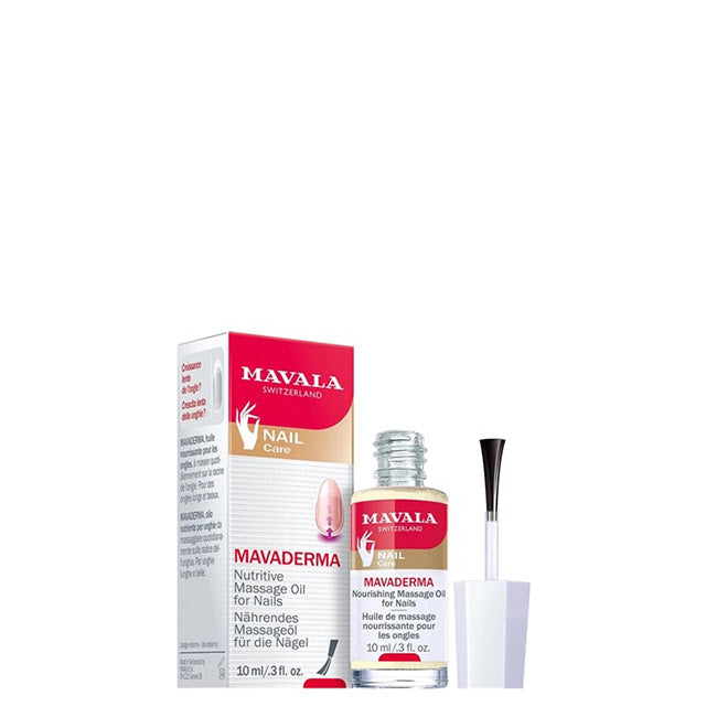 MAVALA - Mavaderma 10 ml, Aceite Fortalecedor de Uñas, Aceite de Masaje Nutritivo, para Uñas Más Largas y Hermosas, para Piel Flexible y Suave, con Germen de Trigo y Aceites, Cuidado de Uñas.
