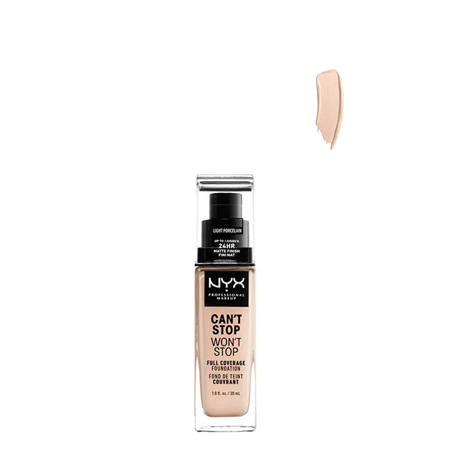 NYX Can t Stop Won t Stop Base de Elevada Cobertura Cor Light Porcelain 30ml