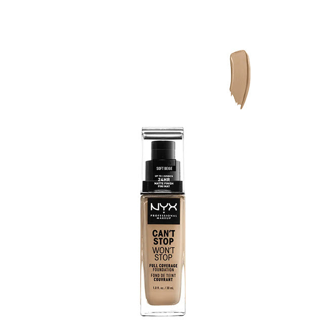 Base de maquillaje de cobertura total Can't Stop Won't Stop de Nyx Professional Make Up en beige suave de 30 ml