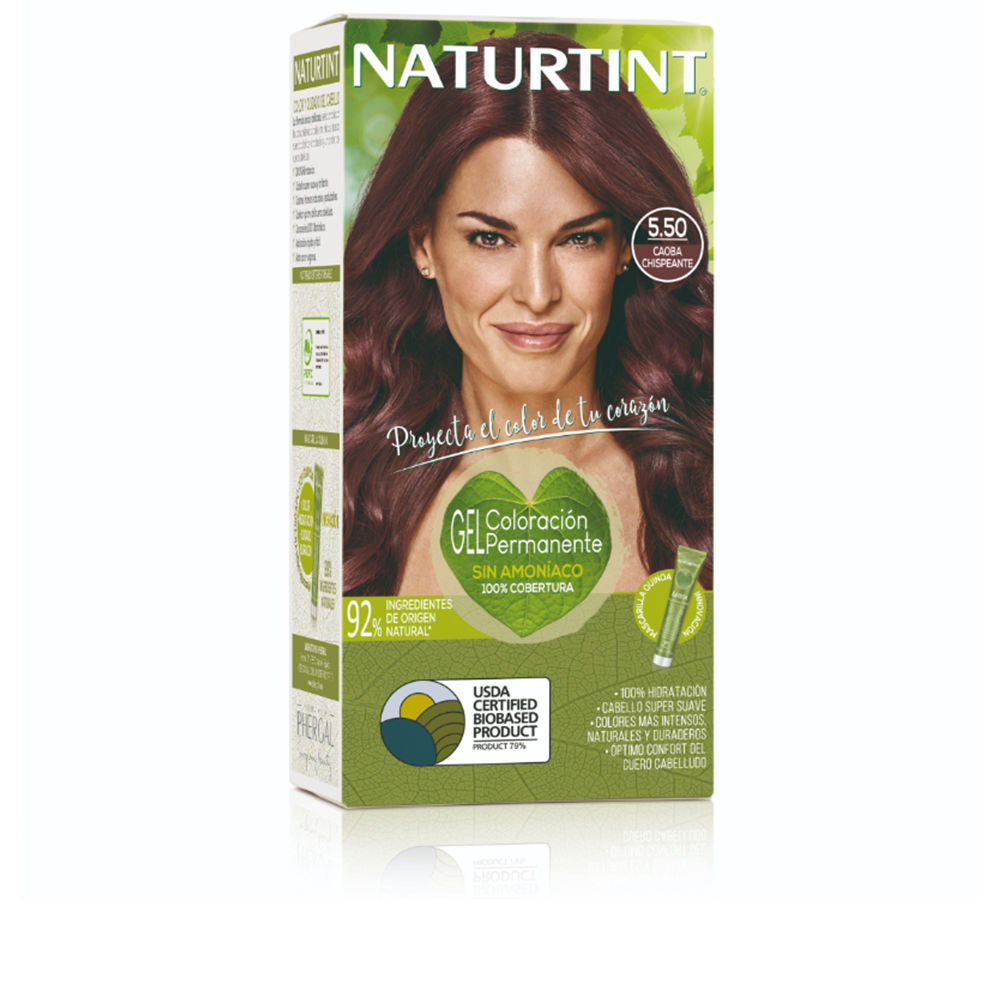 NATURTINT Biobased, Coloración Permanente Sin Amoniaco, 100% Cobertura de Canas, Tinte para el Cabello con Ingredientes Naturales, Color Intenso, Natural y Duradero, 5.50 Caoba Chispeante, 170ml