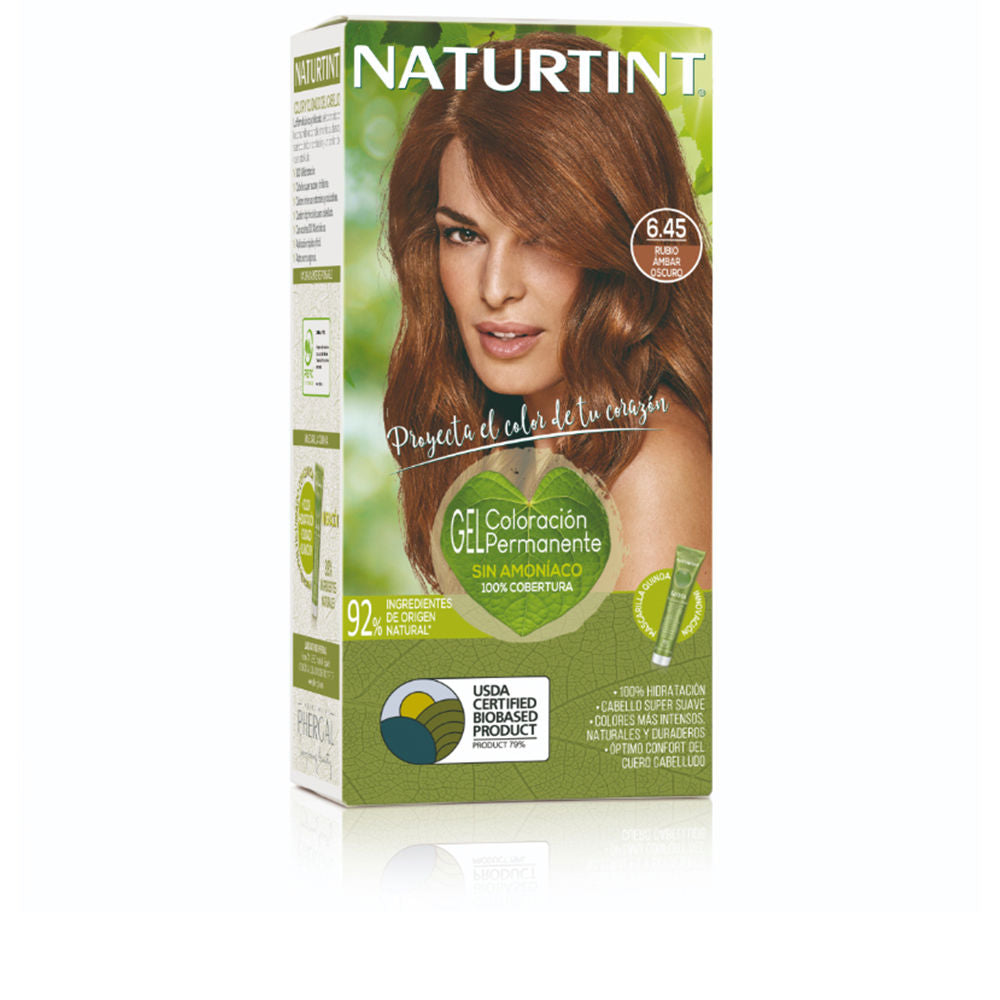NATURTINT Biobased, Coloración Permanente Sin Amoniaco, 100% Cobertura de Canas, Tinte para el Cabello con Ingredientes Naturales, Color Intenso, Natural y Duradero, 6.45 Rubio Ámbar Oscuro, 170ml