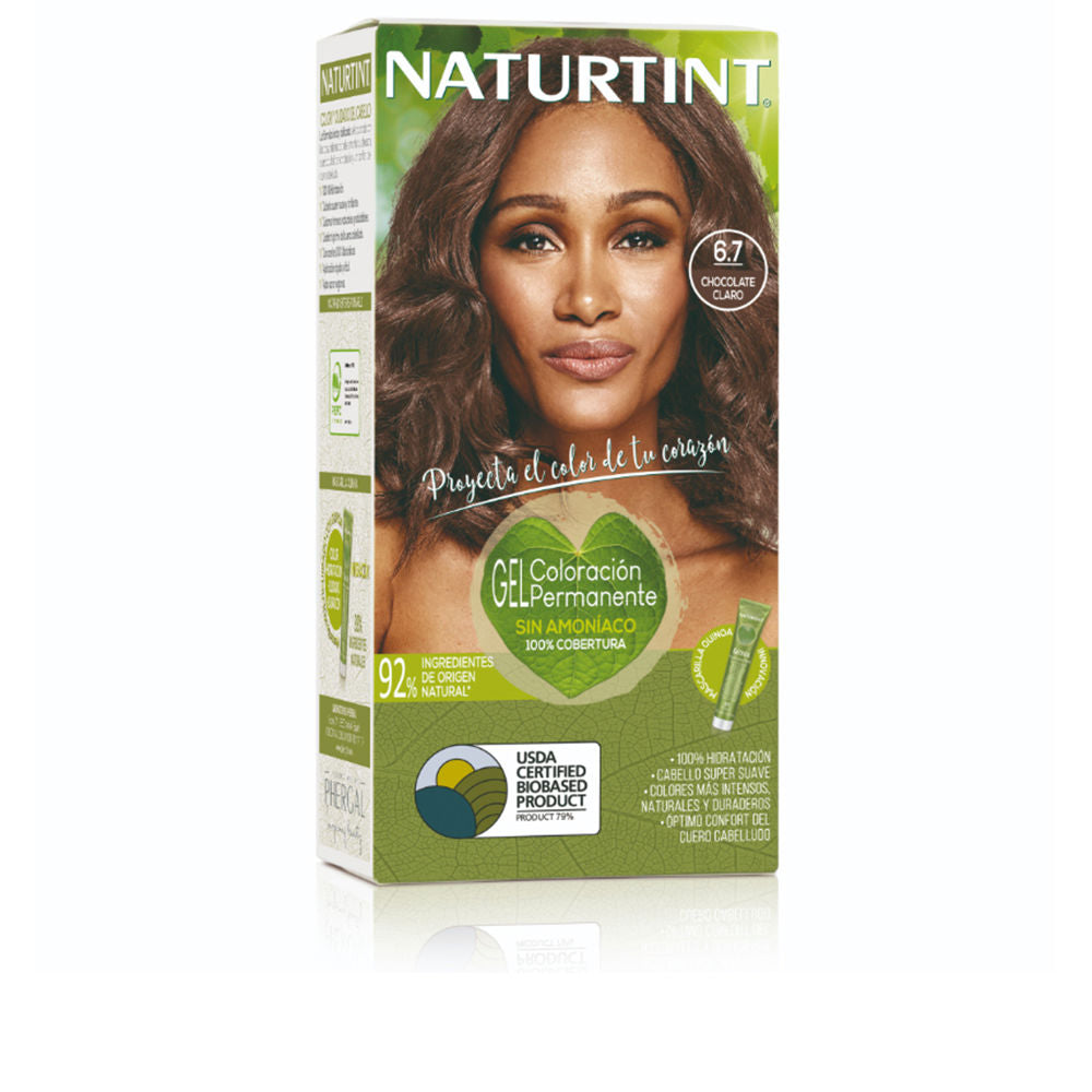 NATURTINT Biobased, Coloración Permanente Sin Amoniaco, 100% Cobertura de Canas, Tinte para el Cabello con Ingredientes Naturales, Color Intenso, Natural y Duradero, 6.7 Chocolate Claro, 170ml