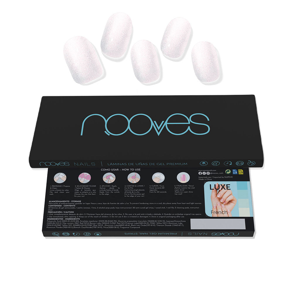 Nooves Gel Sheets Unhas Postiças Cat Pearl White Premium Luxe x20