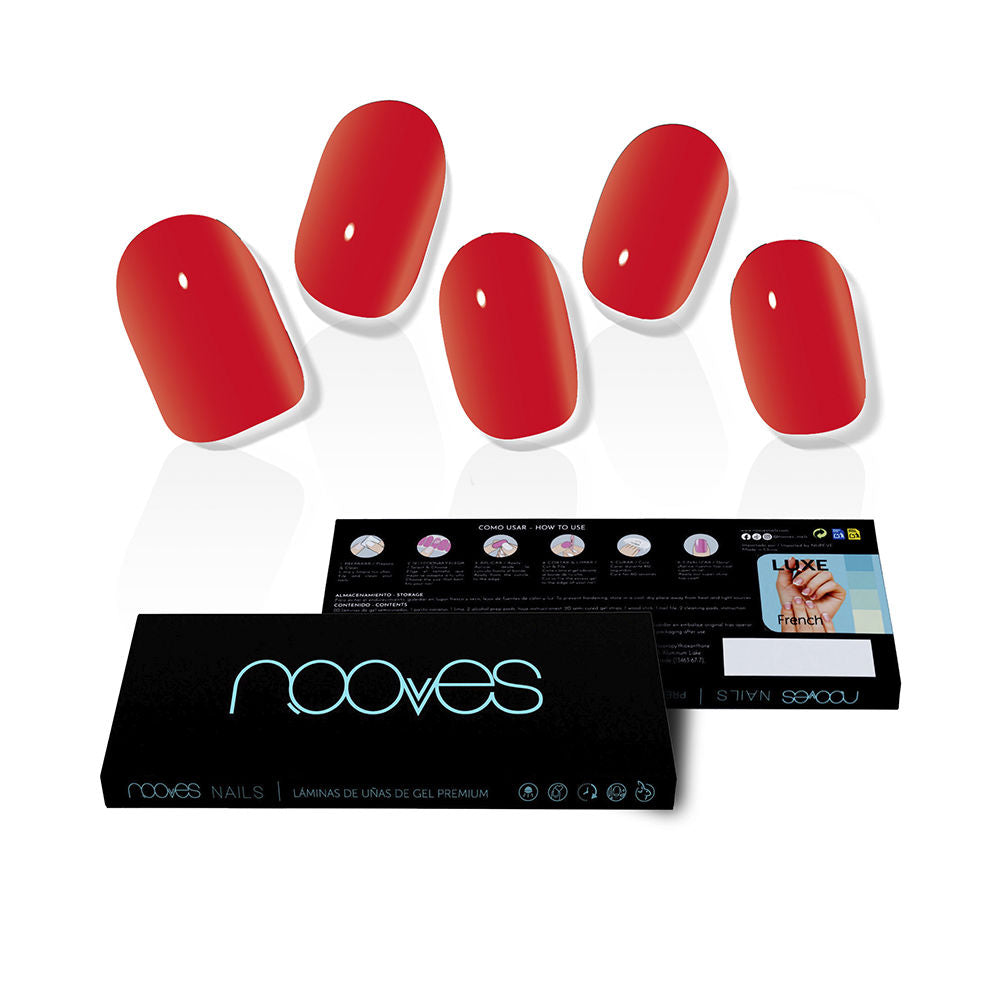 Nooves Gel Sheets Unhas Postiças Crimson Red x20