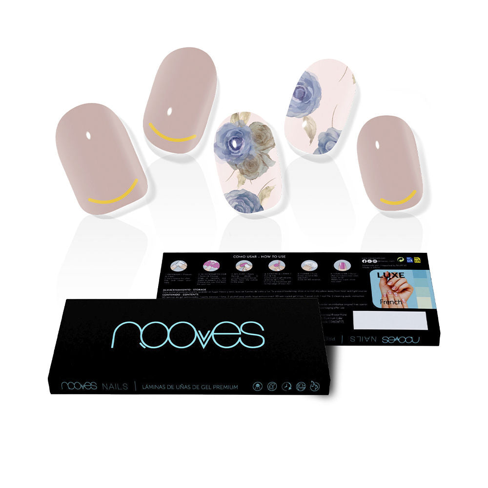 Nooves Gel Sheets Unhas Postiças Elegant Floral Metallic x20