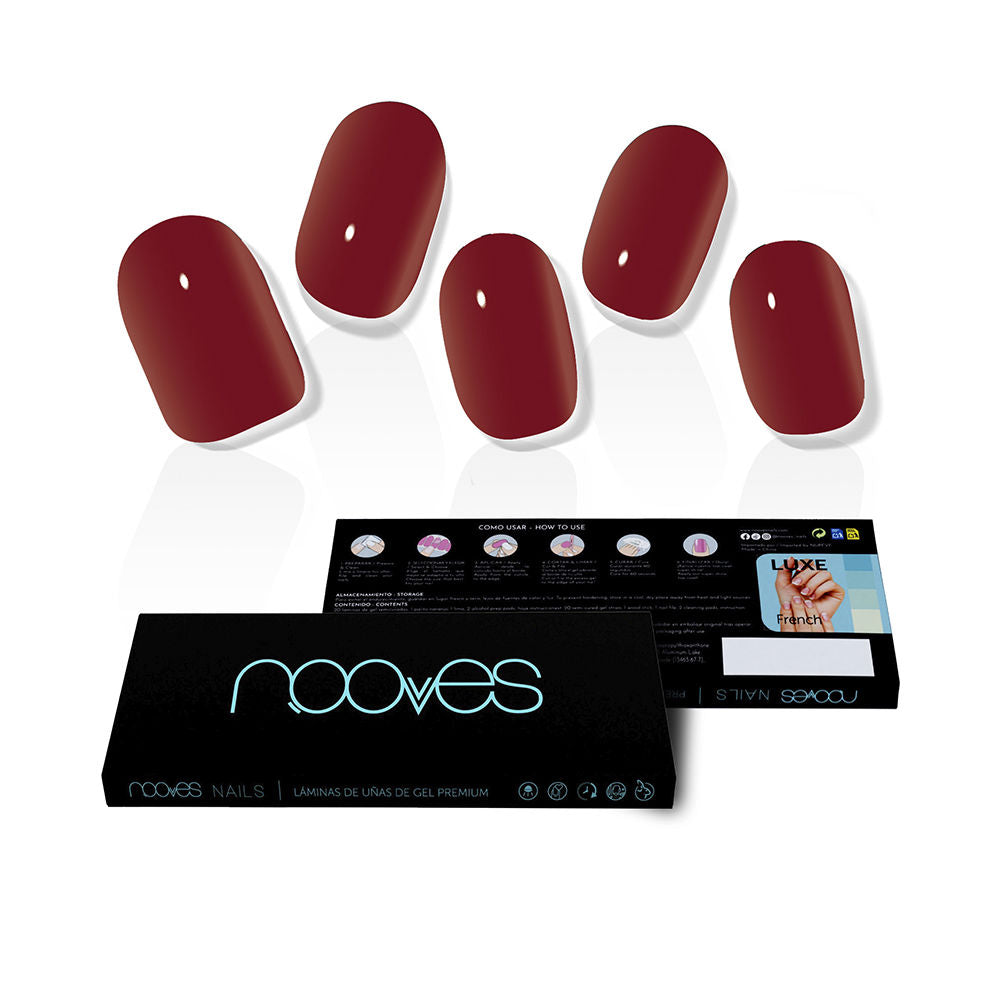 Nooves Gel Sheets Unhas Postiças Midnight Rain Red x20