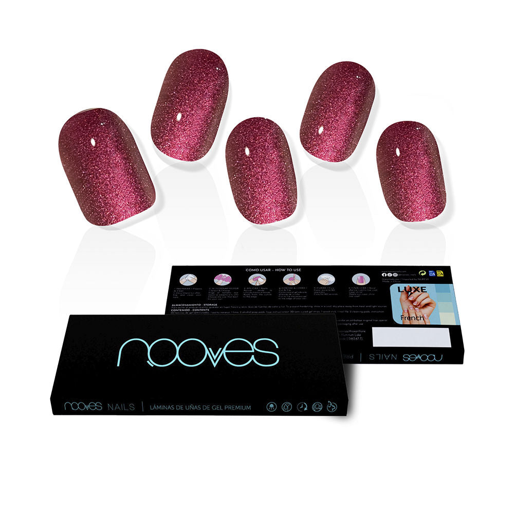 Nooves Gel Sheets Unhas Postiças Ruby Claret Glam Glitter x20