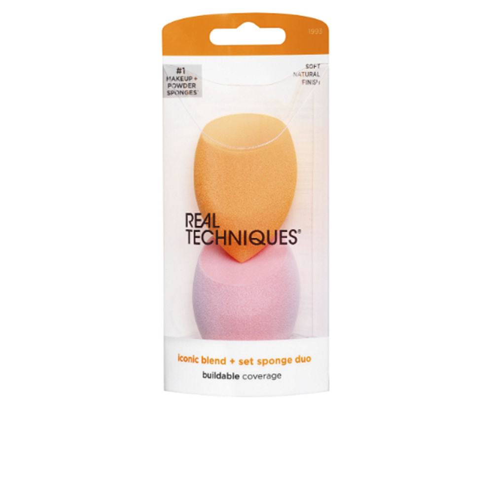 REAL TECHNIQUES - Set de 2 Esponjas para Maquillaje Facial - Incluye 1 Esponja Miracle Complexion + 1 Esponja Miracle Powder - Para Aplicar Todo Tipo de Maquillajes - Sin Látex - Diseño Profesional