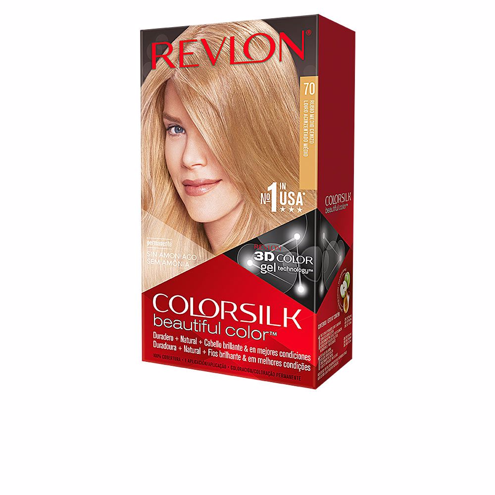 Coloración permanente Revlon Colorsilk 70 Rubio medio ceniza